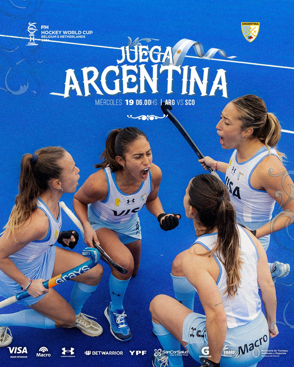 ArgFieldHockey's tweet photo. JUEGAN LAS LEONAS 🇦🇷

El conjunto nacional enfrenta a Escocia en el cierre de la fase inicial de grupos del Mundial 2026.

🗓 Miércoles 19 de agosto.
⏰06.00 hs (hora argentina).
🏟 Belfius Hockey Arena. 
📺 ESPN 2 / Disney + (Plan Premium).

¡Vamos, Leonas!

🤜🏻🇦🇷🤛🏻 https://t.co/p2zICQydNp