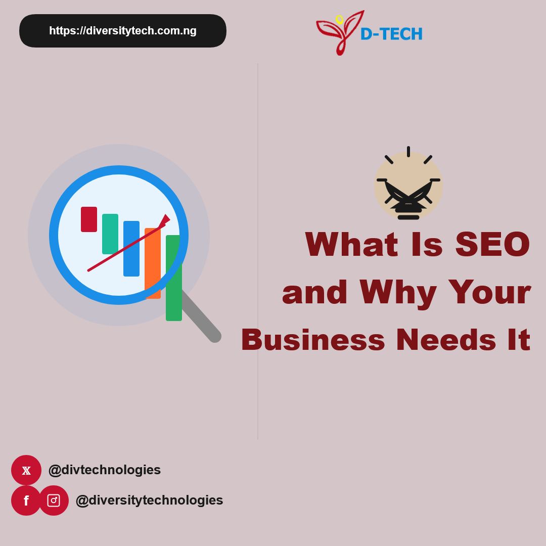 divtechnologies's tweet photo. SEO = getting found on Google for FREE. 🔍 Without it, your website is invisible to customers actively searching for you. D-TECH optimizes your site to rank higher, attract traffic &amp; grow. #SEO #DigitalMarketing #Nigeria https://t.co/BqK8RwNe4Q