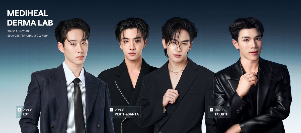 Blackcatupdate's tweet photo. “โฟร์ท ณัฐวรรธน์” แบรนด์แอมบาสเดอร์ MEDIHEAL Toner Pad ชวนฟิน!
แท็กทีม “เอส – เพิร์ธ – แซนต้า” เสิร์ฟโมเมนต์สุดพิเศษ ใน “MEDIHEAL DERMA LAB” ป๊อปอัพสุดเอ็กซ์คลูซีฟ

MEDIHEAL แบรนด์เวชสำอาง (Derma Skincare) ระดับโลกจากประเทศเกาหลี เตรียมเปิดประสบการณ์สุดพิเศษกับป๊อปอัพสโตร์ครั้งแรกของปี 2026 “MEDIHEAL DERMA LAB” ระหว่างวันที่ 28–30 สิงหาคม 2569 เวลา 10.00–22.00 น. ณ Siam Center ชั้น G โซน Atrium 2 ชวนทุกคนมาเปิดโลก K-Derma Skincare ผ่านประสบการณ์ที่ผสานนวัตกรรมการดูแลผิวเข้ากับกิจกรรมความสนุก พร้อมกระทบไหล่เหล่าดารา-ศิลปินชื่อดังของไทยตลอด 3 วัน นำทีมโดย “โฟร์ท-ณัฐวรรธน์ จิโรชน์ธิกุล” แบรนด์แอมบาสเดอร์ MEDIHEAL Toner Pad แท็กทีม 3 หนุ่มสุดฮอตแห่งยุค “เอส-ศุภ สง่าวรวงศ์” “เพิร์ธ-ธนพนธ์ สุขุมพันธนาสาร” และ “แซนต้า-พงศภัค อุดมโภชน์” เตรียมมาร่วมสร้างสีสันและเสิร์ฟโมเมนต์สุดพิเศษ พร้อมเปิดโอกาสให้แฟน ๆ ได้ใกล้ชิดกับศิลปินคนโปรดตลอดทั้ง 3 วัน

#fourtnattawat #est_rvp #PerthTanapon #Santapp  
#MEDIHEALDERMALAB #MEDIHEALDERMALABxEST #MEDIHEALPackCleanserXPerthSanta
#MEDIHEALDERMALABxFOURTH #MedihealThailand
 
อ่านต่อที่ https://t.co/LWfVPxS5IH