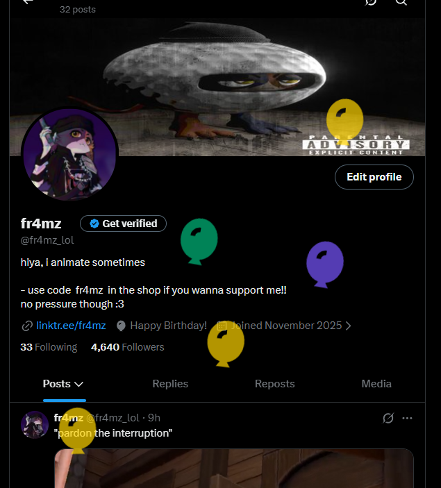 fr4mz_lol's tweet photo. Its my birthday, so uh....yay! I'm now 21 so that's kinda cool.

just wanna say thanks for the support with my dumb little animations, it really means a lot :3 https://t.co/QxIoUFNTQ5