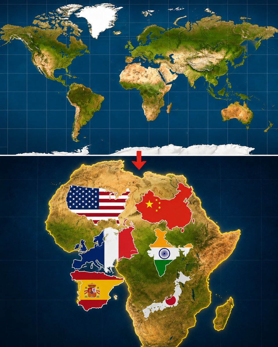 MarcMauco's tweet photo. 🇩🇿 Pendant plus de 450 ans, notre regard sur l'Afrique a été influencé par une carte qui déforme les proportions.

Et l'Algérie en fait partie.
Plus grand pays d'Afrique, 10ᵉ plus grand pays du monde, son immense potentiel est encore largement sous-estimé.

Il est temps de voir l'Algérie à sa véritable dimension.

Force et Détermination 💪🏼 🇩🇿 
@MarcMauco

#Algerie #Afrique #dz #communautédz #Algérie #DiasporaAlgerienne #FierteDZ