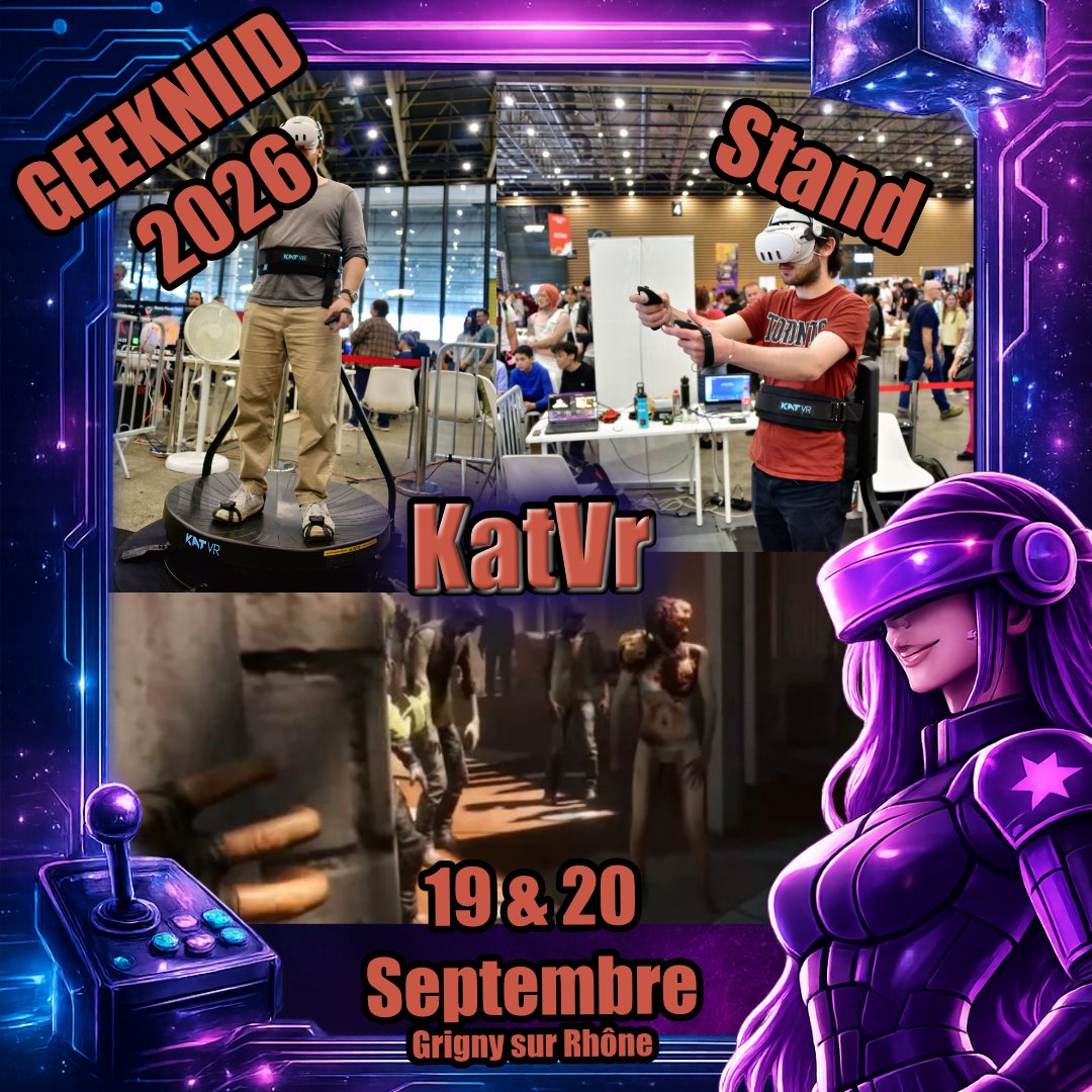 NIIDFR's tweet photo. NOUVEAUTÉ à la #GeekNIID2026 !
Pour la 1ʳᵉ fois à la GeekNIID, testez KatVR avec Meta Quest 3 sur Arizona Sunshine 2 !
Une expérience immersive façon Ready Player One…
Accessible à partir de 16 ans.
📅 19-20 sept. | 📍 Grigny 69520
#GeekNIID #KatVR #ArizonaSunshine2 https://t.co/DVSxNDU0fH
