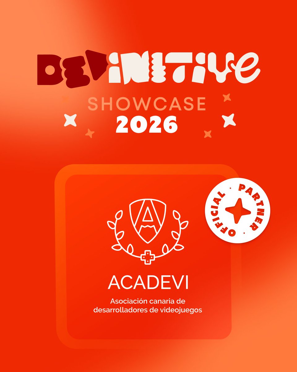 devinitiveshow's tweet photo. 🎮 Un honor contar con Acadevi como colaborador del DevInitive Showcase 2026 🫰🫰🫰
Gracias por acompañarnos en esta aventura💙
¡Seguimos sumando fuerzas para celebrar el talento y los videojuegos hechos en España y Latinoamérica ! 🚀
#DevinitiveShowcase https://t.co/zaHpyXeROB