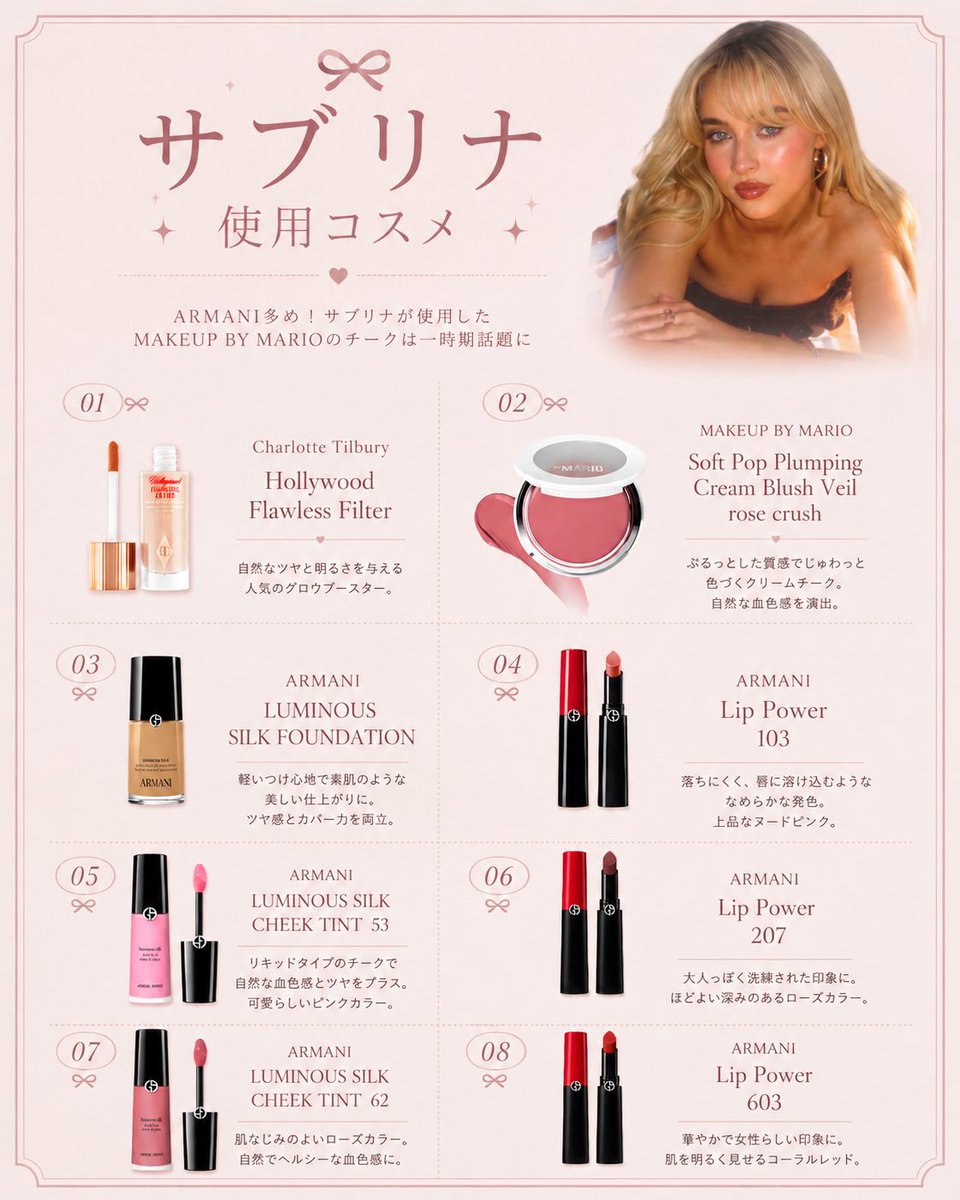 imdatypagirl's tweet photo. 私が大好きなサブリナのメイク紹介をしました🎀🤍

サブリナのドーリーメイク本当にいつも可愛くて特徴的　チーク同じの買って私も濃くして毎日つけてるぐらい大好き
チークは濃ければ濃いほど可愛いしリップは分厚くするに限る https://t.co/vl1b3HsvU8