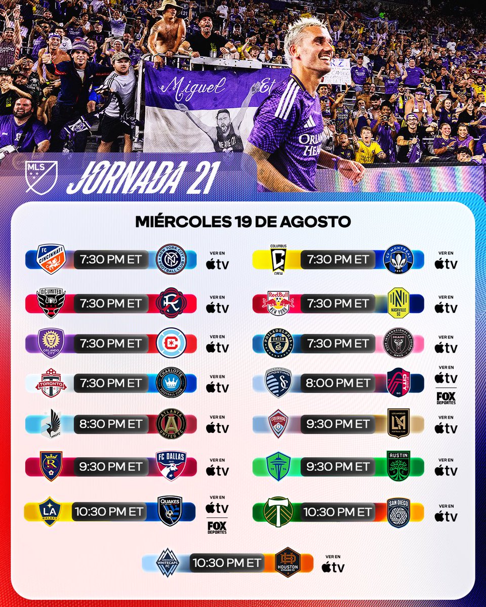 MLSes's tweet photo. 5 horas, 15 partidos. Que comience la función. 🍿 

Míralos todos por Apple TV: https://t.co/l9ajqxlZlB https://t.co/p40qIqdLIG