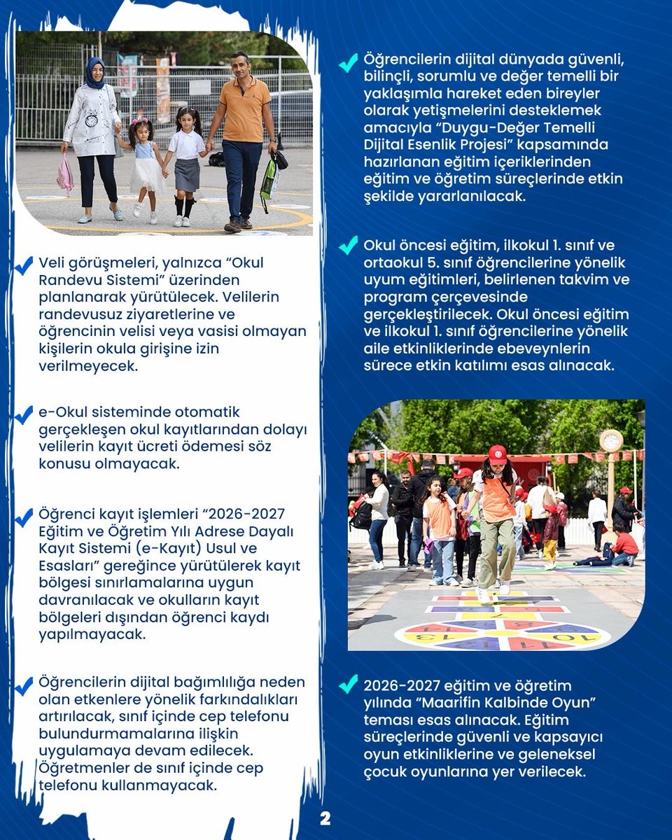 Edirne_MEM's tweet photo. Repost from @tcmeb
•
Saygıdeğer Öğretmenlerimiz, 
Sevgili Öğrencilerimiz,
Değerli Velilerimiz,

🤗 Yeni bir eğitim öğretim yılına daha aynı heyecanlar, aynı umutlar ve aynı büyük idealler etrafında birleşerek başlıyoruz.

🙏🏻 “2026-2027 Eğitim ve Öğretim Yılına İlişkin İş ve İşlemler Genelgesi”nin kılavuzluğunda gönül, ülkü ve uygulama birliği içinde geçireceğimiz yeni eğitim öğretim yılının öğretmenlerimiz, öğrencilerimiz ve velilerimize sağlık, huzur, başarı ve güzellikler getirmesini diliyoruz…

Maarif ailemize ve ülkemize hayırlı olsun... 🧿

@tcmeb @Yusuf__Tekin @Alireisoglu34