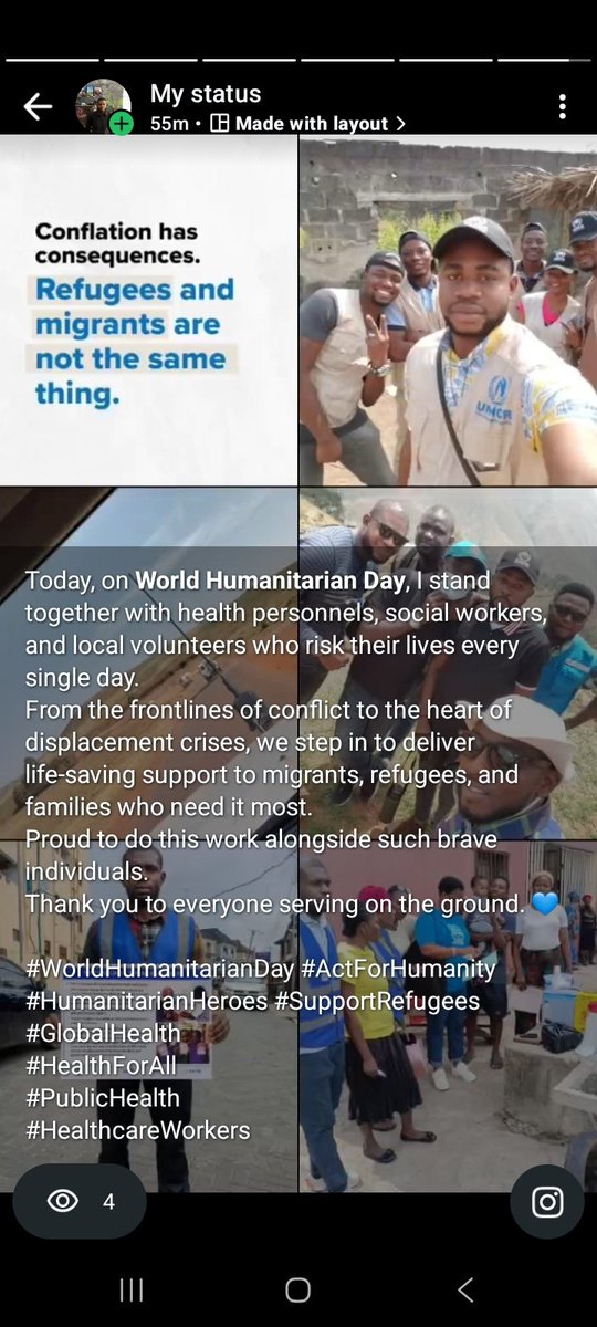 Ekpeyoung4's tweet photo. World Humanitarian Day honors Social workers, health personnels, and local volunteers who risk their lives to deliver life-saving support to people affected by conflict, disasters, and crises.

#Actforhumanity
#Healthforall https://t.co/J91OFhbAVP
