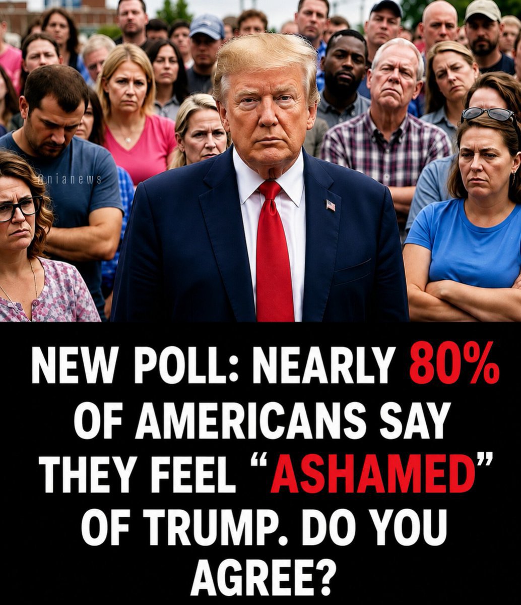 TrumpAccount47's tweet photo. "80% Americans Ashamed of D.Trump"

Are you one of those 80% and agree with this?
🅰️Yes
🅱️No
And Why? https://t.co/5J4jXxDOo5