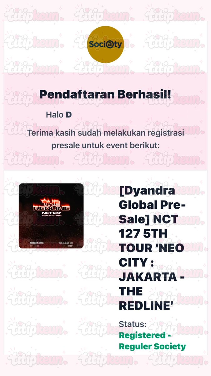 titipkeun's tweet photo. OPEN RENT MEMBERSHIP DYANDRA
NCT 127 5TH TOUR 'NEO CITY : JAKARTA - THE REDLINE'

✅ Avail 3 membship
💸 25k/membship
✅ Apply redline jakarta
📩 DM for more info or reservation!🥰

wts rent membship dyandra rent membership redline jakarta dyandra https://t.co/41YavONsiV