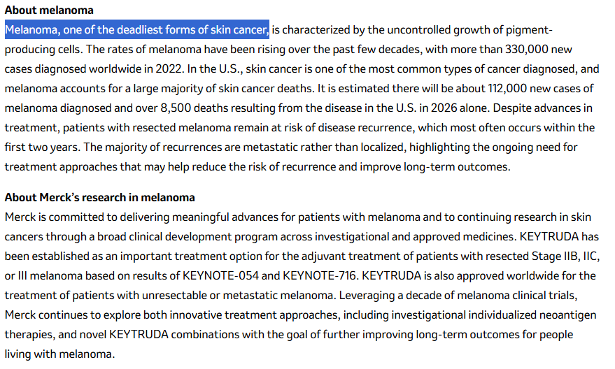 kimmonismus's tweet photo. This is freaking huge: For the first time, a AI-assisted personalized mRNA cancer treatment has succeeded in a Phase 3 trial.

Moderna and Merck sequence each patient’s tumor and compare it with their healthy DNA. AI then helps identify which of the tumor’s mutations are most likely to trigger an immune response.

From those targets, Moderna produces an individual mRNA treatment encoding up to 34 neoantigens, The earlier Phase 2 trial followed patients with surgically removed high-risk melanoma for five years:

- 68.8% remained cancer-free, compared with 49.1% on Keytruda alone
- 49% lower risk of recurrence or death
- 59% lower risk of distant metastasis or death

Now the much larger Phase 3 trial involving 1,137 patients has also succeeded.

Absolutely incredible. Dario was right: cancer will be cured in just a few years!