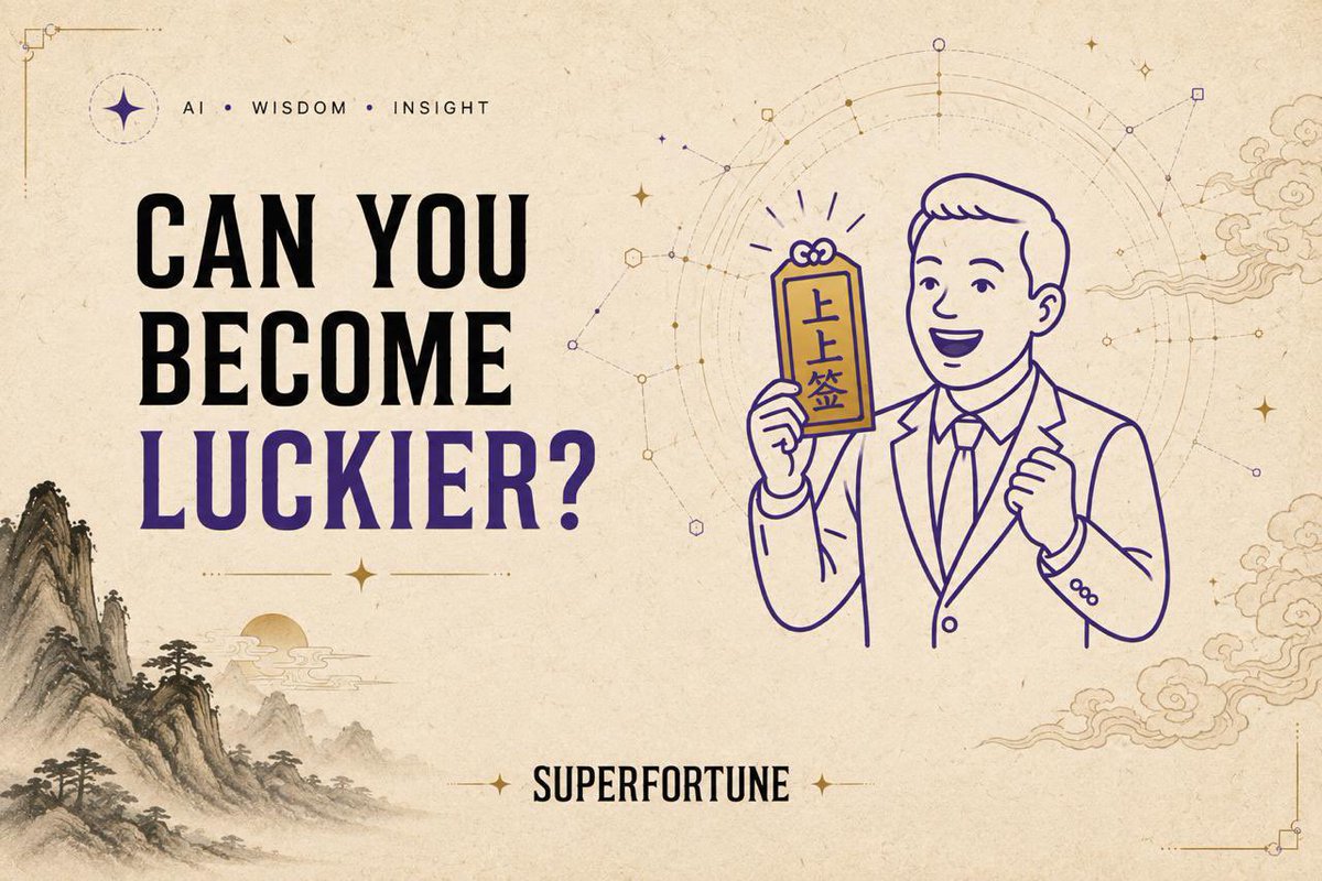 SUPERFORTUNE888's tweet photo. Can you actually become luckier? 🍀

Psychologist Richard Wiseman spent years studying people who considered themselves lucky or unlucky.
One pattern stood out: “lucky” people were more likely to notice unexpected opportunities, try new things and act on possibilities others overlooked.

It suggests something interesting:

Fortune may not only be about what happens to you, but also what you notice, how you decide, and when you act.

And those are exactly the kinds of questions worth exploring.
@SUPERFORTUNE888 brings together different AI-powered tools for exploring personality, patterns, timing, reflection and decision-making, different lenses for understanding yourself and the choices you make.

Explore Superfortune:⁠
🔗https://t.co/kxNsEMxPON