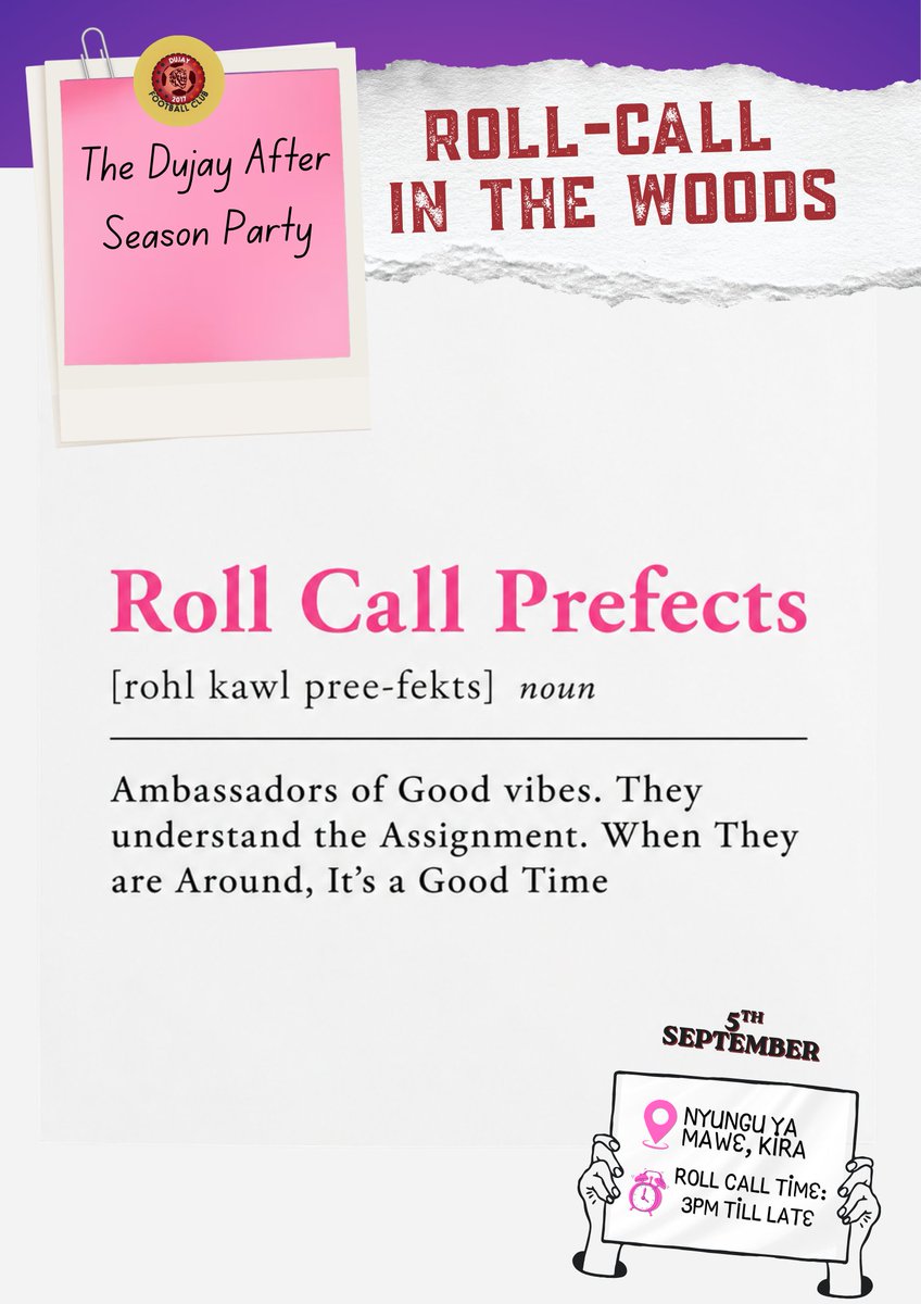 DujayFc's tweet photo. For you to party a party, you need the party to be in good hands โ๐พ
This is where Roll Call Prefects will come in.
#RollCallInTheWoods #ChampionMotion #OneTribeOneMission https://t.co/EEtJsohyhn