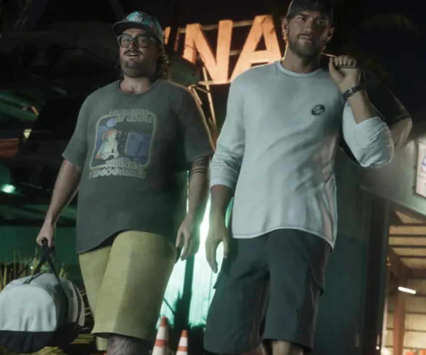 academiadgamers's tweet photo. A cutscene de 10 segundos de GTA 6 que o Cyberleek vazou foi escolhida a dedo só pra provocar a Rockstar kkkkkkkkk.

- Jason: Um brinde pra você, amigo.
- Jason: Aproveite sua vida até que os homens de terno decidam finalmente calar a porra da sua boca.
- Cal Hampton: Eles não sabem nada sobre mim, cara.
- Cal Hampton: Eu uso VPN.