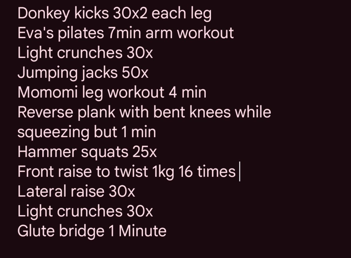 wiissteriaa's tweet photo. I'm someone who isn't really able to move my torso that much because I have to wear my scoliosis brace 23hrs a day. This includes when I'm working out, so this is the workout I follow nightly

(I would suggest loosening your brace if you wear one too) https://t.co/0CVtvg3z9t