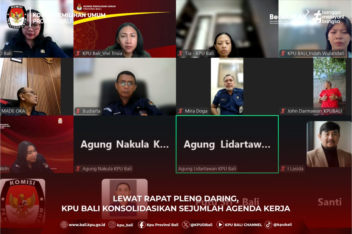 kpu_bali's tweet photo. #temanpemilih - KPU Provinsi Bali melaksanakan rapat pleno rutin secara daring melalui Zoom, Selasa (18/8/2026). 

#kpumelayani #kpubali @KPU_ID https://t.co/2O9XSP2X4N