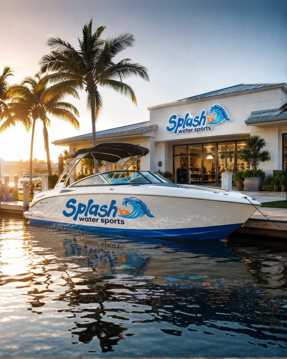 designersstudi4's tweet photo. 🌊 A logo should work wherever your business goes.

Splash Water Sports brings one recognizable identity across signage, boats, jet skis, paddle boards and customer experiences.

That is the power of consistent branding.

#Branding #LogoDesign #DesignersStudio https://t.co/KT4FEjAWwH