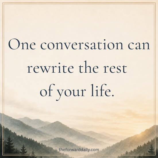 TheForwardDaily's tweet photo. 8.19.26 - The Daily Good

Do you remember a conversation that changed the rest of your life?

https://t.co/OvYJwh1RJu https://t.co/jQV8GaKlKq