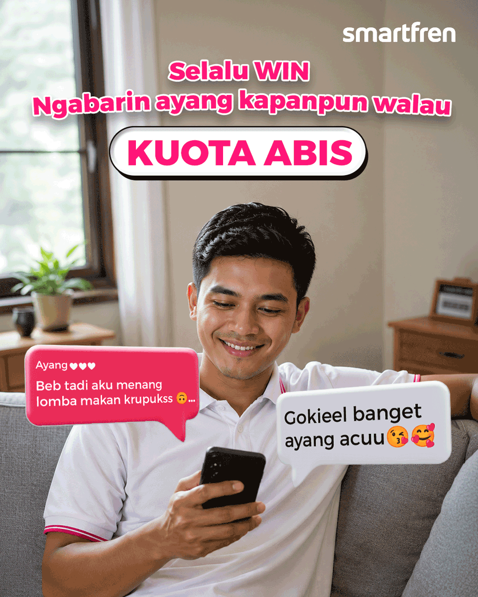 smartfrenworld's tweet photo. Yuhuuuu udah #WIN buat Cowo Jagoan yang merdeka tanpa kuota pake SMARTFREN Kuota Nonstop yang bisa tetep akses ke aplikasi penting walaupun kuota kamu abis! Jadi ga khawatir lagi urusan internet pake SMARTFREN aja!

#SMARTFREN  #JagoanSinyalSeIndonesia https://t.co/bilEzSqI9N