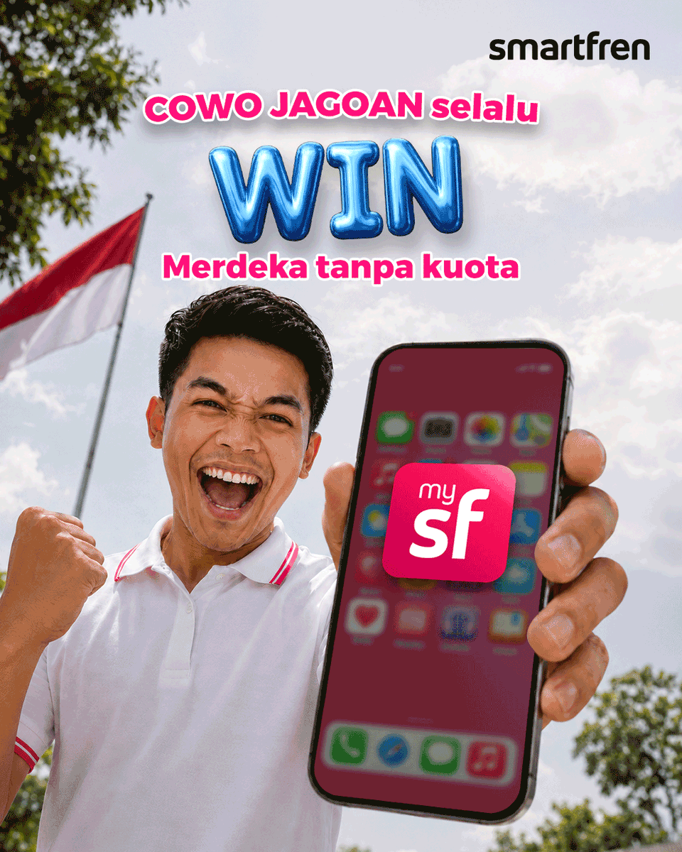 smartfrenworld's tweet photo. Yuhuuuu udah #WIN buat Cowo Jagoan yang merdeka tanpa kuota pake SMARTFREN Kuota Nonstop yang bisa tetep akses ke aplikasi penting walaupun kuota kamu abis! Jadi ga khawatir lagi urusan internet pake SMARTFREN aja!

#SMARTFREN  #JagoanSinyalSeIndonesia https://t.co/bilEzSqI9N
