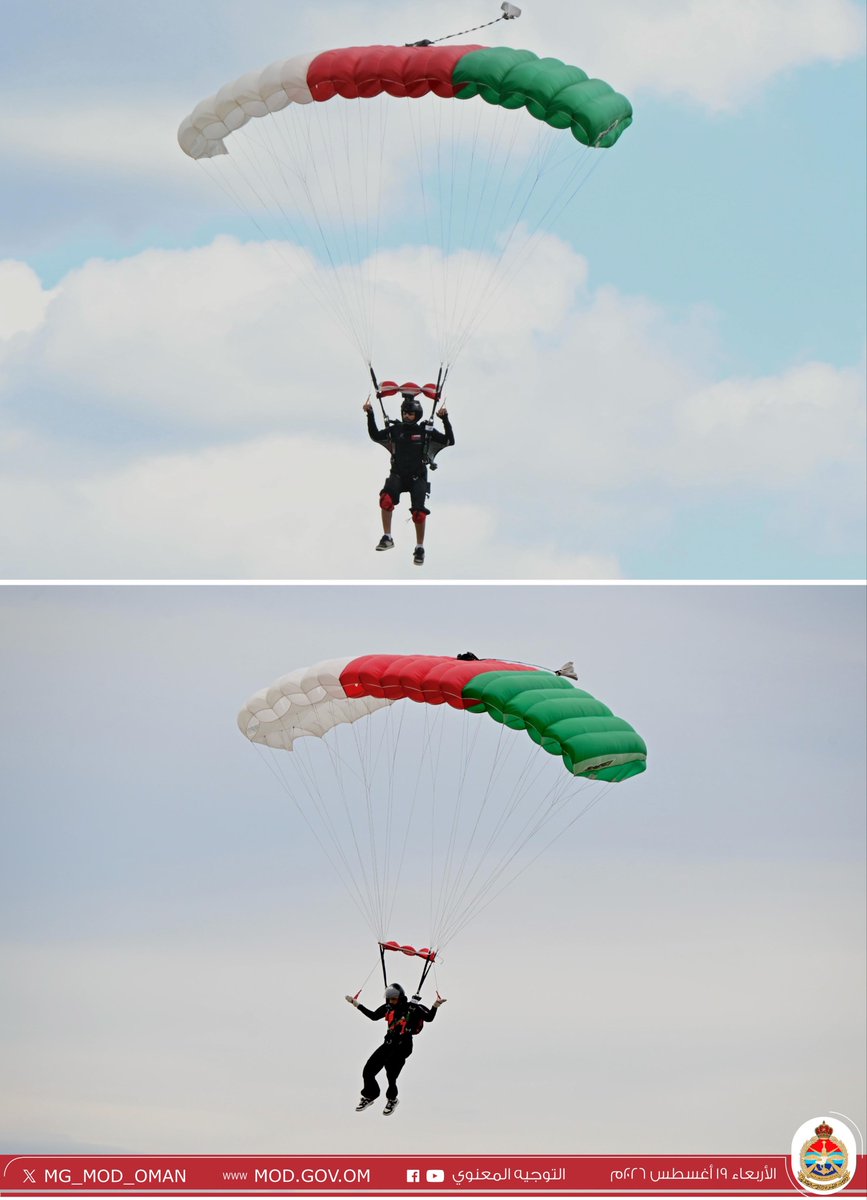 MG_MOD_OMAN's tweet photo. تواصل فعاليات بطولة العالم العسكرية (السيزم) للقفز الحر بمشاركة الفريق الوطني للقفز الحر بمظلات الجيش السلطاني العُماني. https://t.co/mj2eMU4Uq2