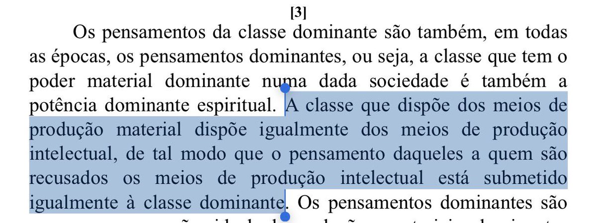arthxrmaximo's tweet photo. @Johnzin_o @aspreto talvez o termo “alienadasso” possa ter dado a entender um preconceito da minha parte e parecer uma generalização da minha parte também. mas voltando, em “a ideologia alemã” marx fala em como quem detém os meios de produção meio que manda no que é propagado https://t.co/UPt74IObj4