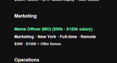 0xSituate's tweet photo. WTF Pumpfun just added a bunch of Jobs and one of them is   

MEME OFFICER  

https://t.co/NFKxQrKlLC https://t.co/DmrOhYcGbA
