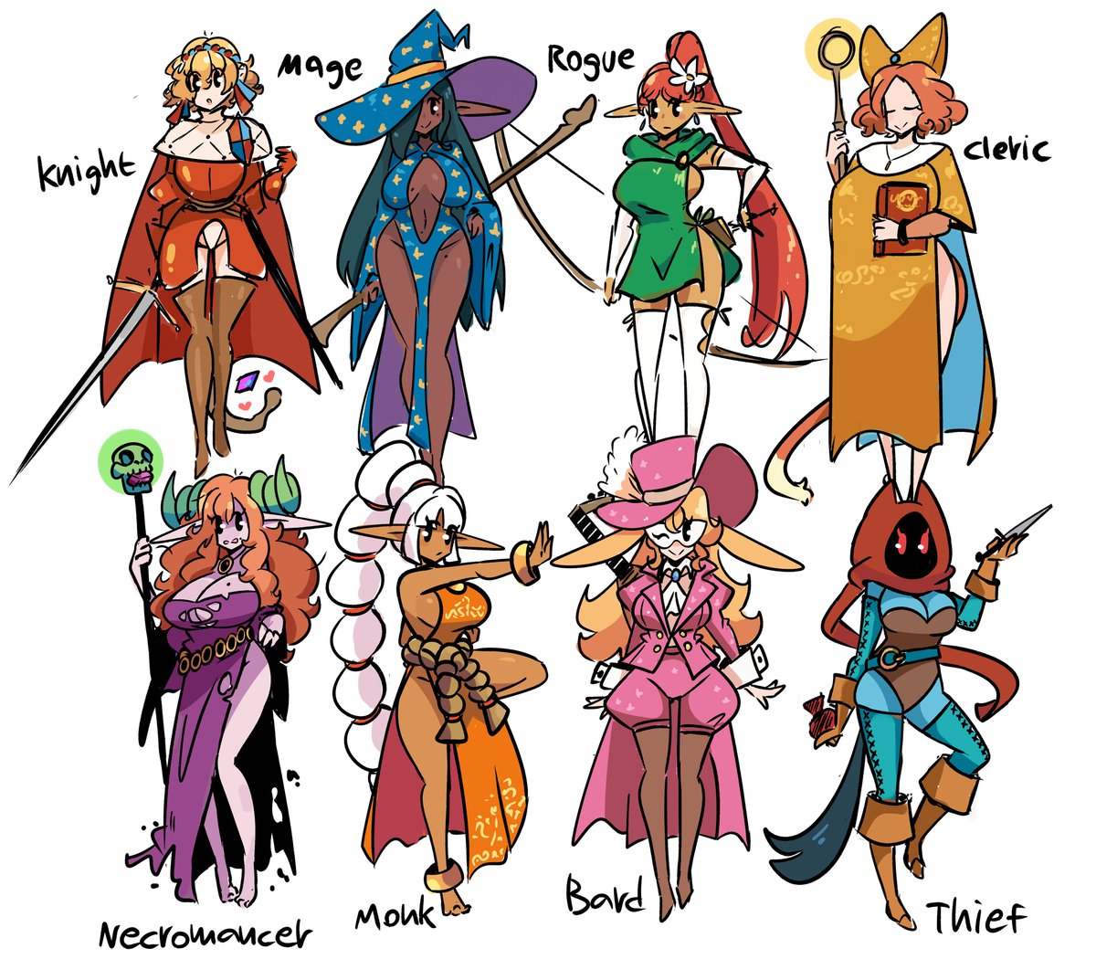 murgoten's tweet photo. select your party member! 
⚔️🪄🏹🙏💀📿🎻💰 https://t.co/xzIIfV7Kdy