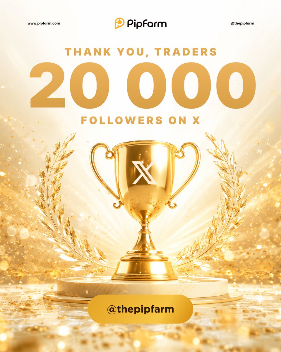 thepipfarm's tweet photo. 20,000 traders are following the PipFarm journey. 🏆

Thank you to every one of you. 💛

To celebrate, we're giving away:

🎁 20 × $20K Pay With Profits accounts

To enter:
❤️ Like
🔁 Repost
👥 Tag 1 trader

20K followers. 20 winners. $20K accounts.

Good luck! 🍀 https://t.co/rXGZDNeyUx