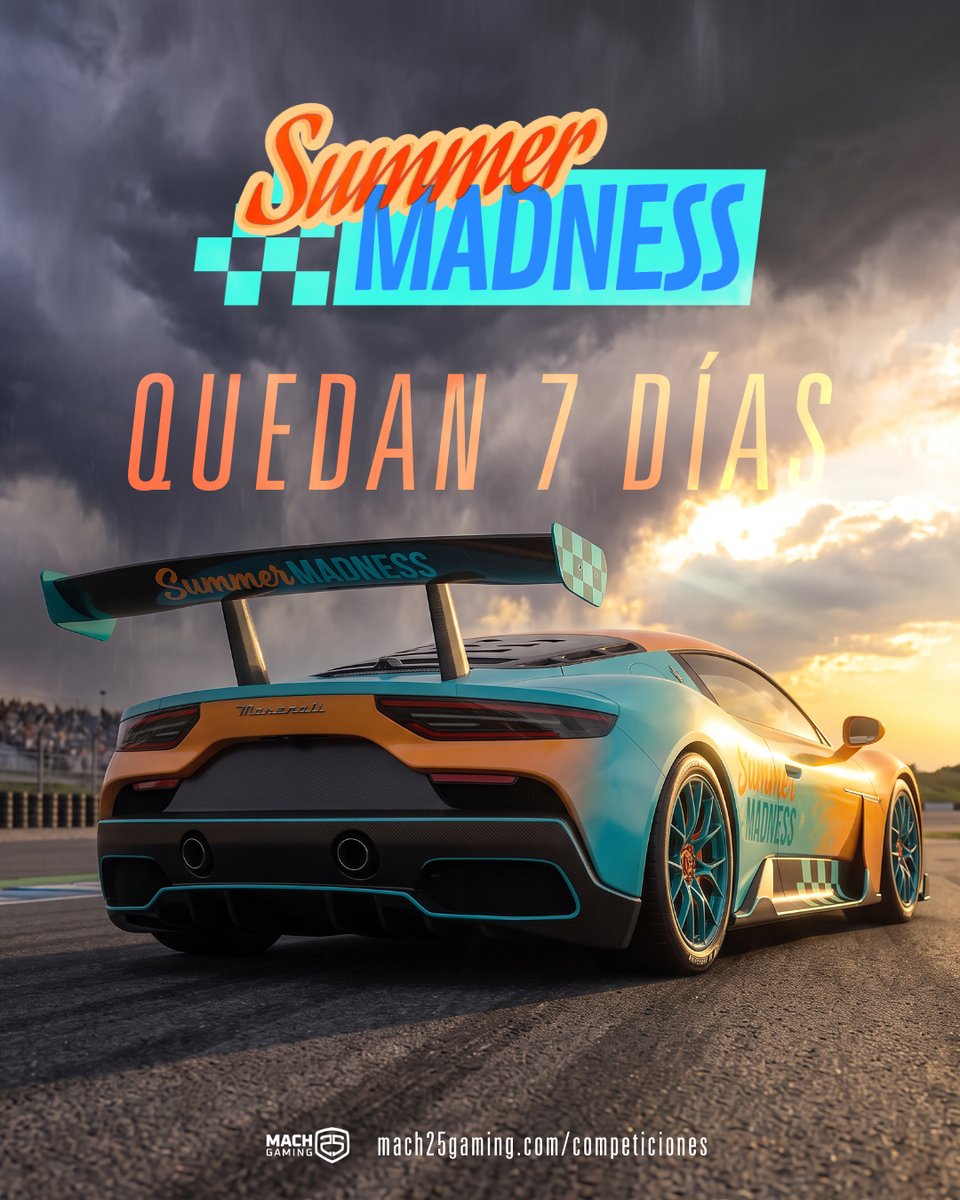 InfinityGSeries's tweet photo. ⏱️ | #SummerMadness

¡Cuenta atrás!

Quedan 7 días para volver a competir y cerrar el verano con la locura de la Summer Madness. 🏁🔥

👉 Inscríbete ya (link en la foto)

#SimRacing #Esports #Mach25Gaming https://t.co/OlYNbsY6uD