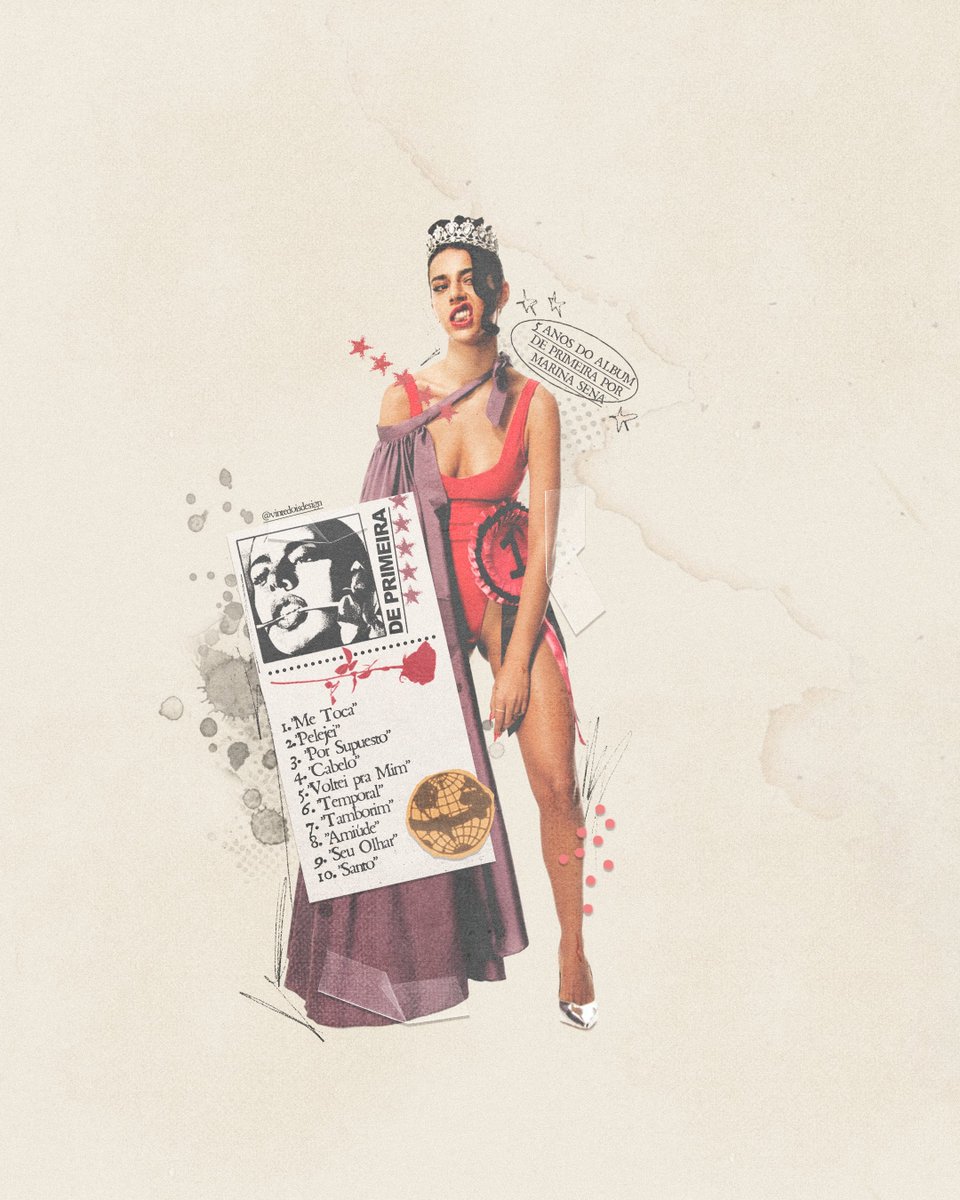 vinte2design's tweet photo. °•★🥀 5 ANOS DO DE PRIMEIRA °•★🥇

 °•♡ Poster em mixed media pra comemoração dos 5 anos do album "De primeira" da @amarinasena !!!

 °•* Design por mim https://t.co/wh9zYDgcdt