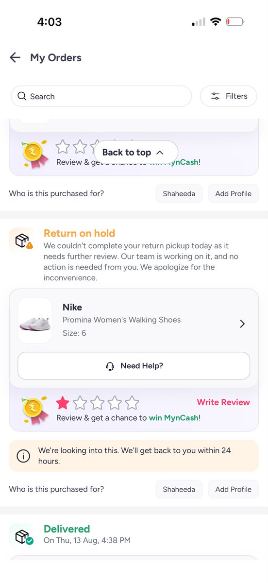 ShaheedaBano's tweet photo. Dear Myntra @myntra @MyntraSupport  first you deliver the wrong product and when customer wants to return it you hold the return request, why ? Make the process hassle free https://t.co/hOMKUbjySs