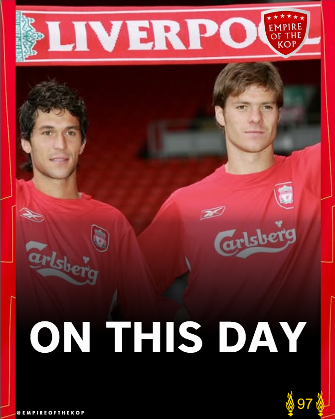 empireofthekop's tweet photo. ⏪ On this day in 2004, Liverpool completed a double swoop for the Spanish duo of Luis Garcia and Xabi Alonso, both of whom made vital contributions in the Reds' Champions League triumph under Rafael Benitez in their first season at Anfield! https://t.co/anWeEpdhJ4