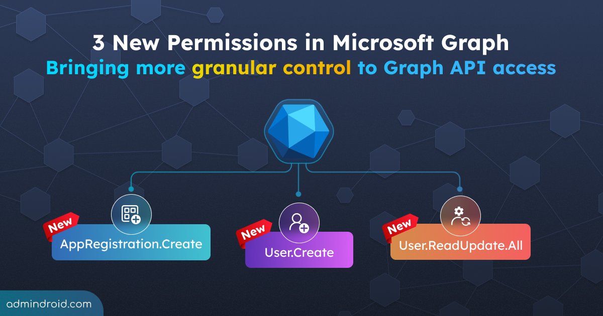 AdmiinDroid's tweet photo. #MicrosoftGraph permissions are getting more granular!
AppRegistration.Create, User.Create, and User.ReadUpdate.All - offer more focused access for specific operations, rather than relying on broader permissions.
https://t.co/vrbyJYRqT6
#AdminDroid #GraphAPI https://t.co/3ulEbM9m2H