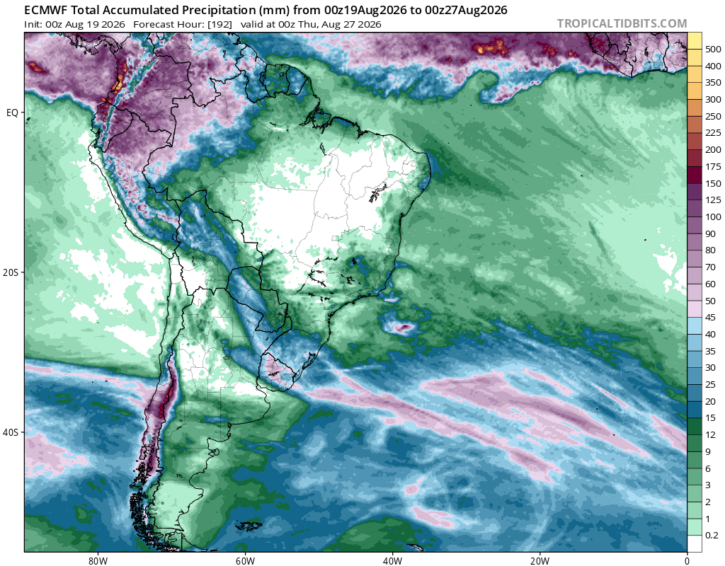 EdoWeatherman's tweet photo. Reporte matutino. Indicios de un poderoso río atmosférico. 

Mientras el norte deja atrás días de históricas lluvias, ahora debemos prestar atención a lo que puede suceder la próxima semana en la zona central y sur, desde el lunes 24.

Acaba de salir la proyección respecto a ríos atmosféricos y podemos ver que la próxima semana tendremos uno de categoría 3-4 en la zona centro-sur, es decir habrá lluvia intensa que puede causar complicaciones, además esta proyección solo abarca hasta el miércoles 26, pero otro evento llegará el 27-28 de agosto. 

Así que deben estar atentos y prepararse, principalmente de Maule al sur, porque también se ve una isoterma alta para este primer evento y eso puede agregar más complicaciones.

Estaré actualizando en la tarde.