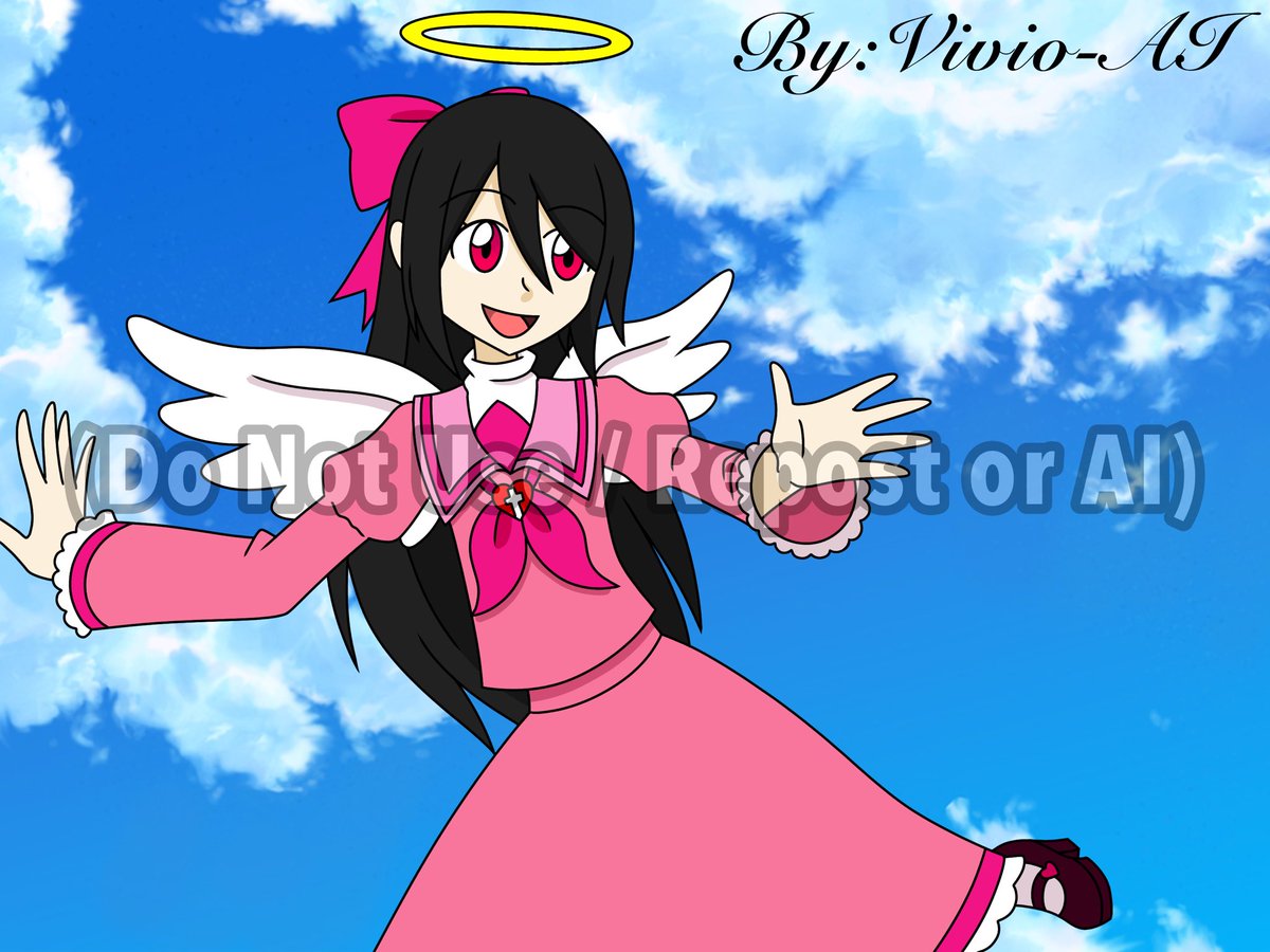 Haris24Ratna's tweet photo. Angel Vivio-AI is Flying Above the Sky.😇🪽☁️ #AngelVivioAI #VivioAI #BlueSky #Angel #Feather #AngelWing #Halo #TheGrayGarden #Happy #Smile #Hero #Cupid #Flying #Cloud #Cute #FanArt https://t.co/tiWctyoD80