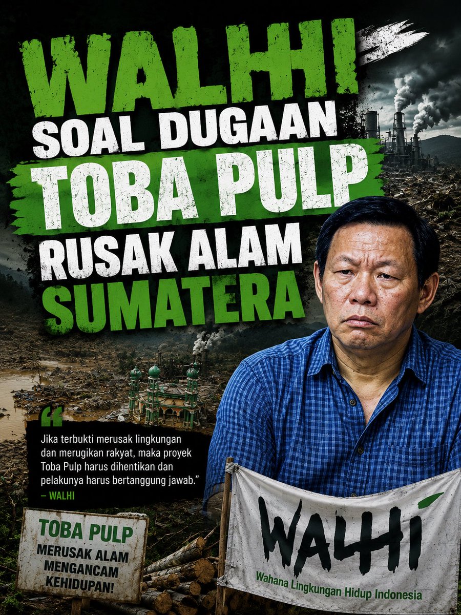 amandasah__'s tweet photo. Bencana Sumut bukan “cuaca ekstrem”. Ia adalah logika kapital yang mengeksekusi daya dukung alam. Hutan Batang Toru diganti kebun kayu sejenis oleh Toba Pulp Lestari dan industri ekstraktif. Hilangkan penahan alami, air memilih jalur kehancuran. WALHI hanya membaca kausalitas yang dilupakan.

Izin resmi hanyalah topeng legalitas yang melegitimasi perusakan. Ratusan hektare DAS beralih fungsi membuktikan paradoks: negara yang mengklaim melindungi rakyat justru memfasilitasi kerentanan mereka. Legalitas administratif bisa mematikan secara ekologis.

Menyebut ini “bencana alam” adalah pembodohan epistemik. Alam tidak menyerang; ia mereaksi intervensi yang melampaui batas. Dugaan WALHI harus dikuatkan, bukan dilunakkan. Selama pulp dan ekstraktif merusak daya tampung, banjir berikutnya hanya menunggu giliran. Kebenaran ekologis tak bisa dinegosiasikan dengan profit.