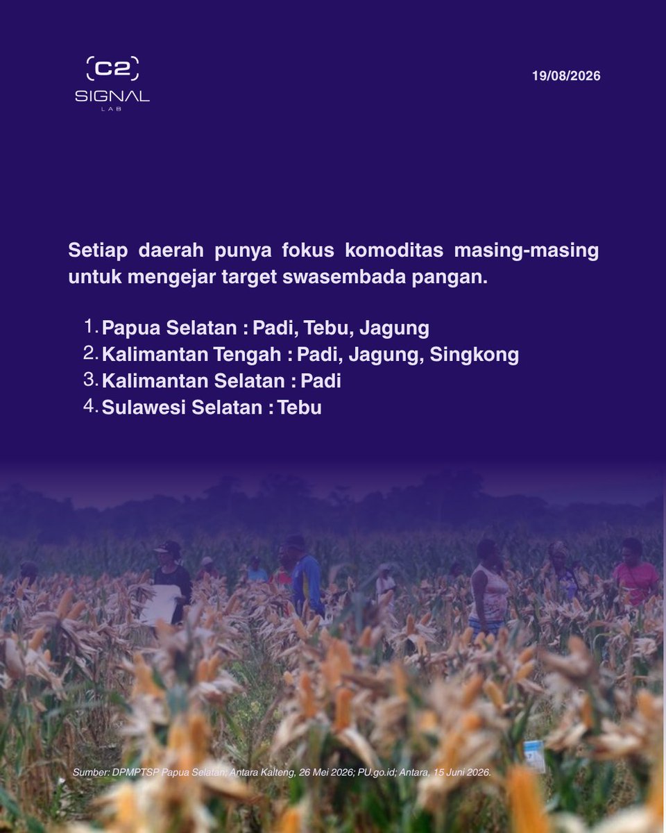 Signal__Lab_'s tweet photo. Dari Merauke sampai Sulsel, pengembangan kawasan pangan melibatkan aktor dan skema yang berbeda-beda.
Ada pemerintah pusat dan daerah, BUMN, badan usaha, koperasi, hingga petani yang mengambil peran masing-masing. https://t.co/62fAWZAw8g