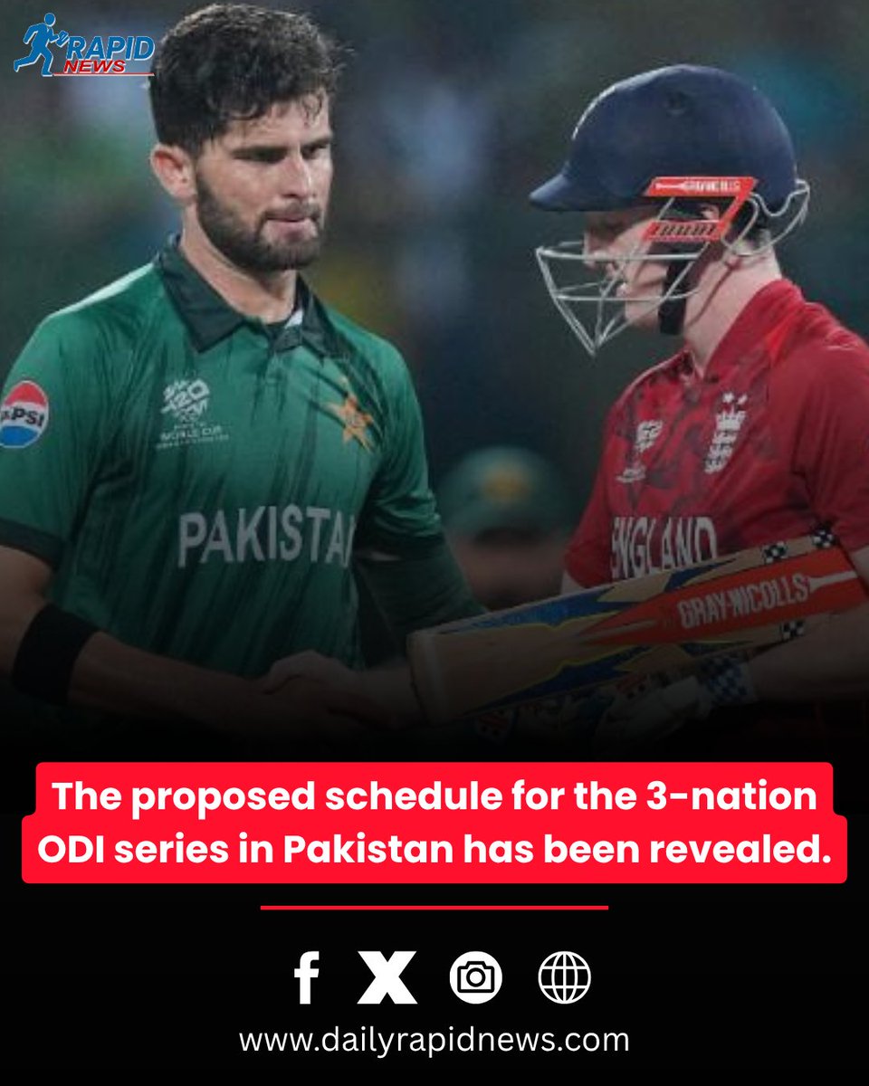 DailyRapidNews's tweet photo. According to the proposed schedule, the tri-nation ODI series will be played from October 18 to November 1, with the first leg of the series being played in Rawalpindi. https://t.co/sRtpykalnO