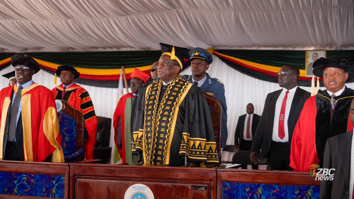 ZBCNewsonline's tweet photo. HIGHLIGHTS FROM CUT’S 22ND GRADUATION CEREMONY
Highlights from Chinhoyi University of Technology as graduates celebrate their achievements, with Chancellor President Dr Emmerson Mnangagwa presiding over the institution’s 22nd Graduation Ceremony.
#ZBCNews #CUTGraduation #Zimbabwe #Education