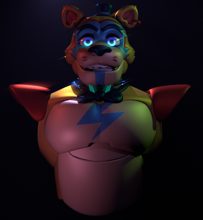 1MrSpringy1's tweet photo. Well, I guess I´ll have to start posting here again.
Anyway, here is some progress on @shoshie3ds Stylized Glamrock Freddy Blender 5.2 Port (Amazing model btw) https://t.co/dw0qSd7QrZ