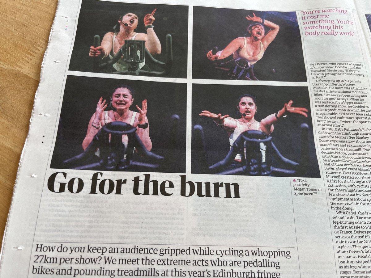 marthaoakespr's tweet photo. “It’s a high-intensity emotional workout too.” #MeganTomei talks all things #SpinQueen for #KateWyver's brilliant feature on @edfringe endurance shows. Photos by @murdomacleod06. Also featuring @ConnorDelves + @BenNorris7. #SpinQueen continues @GreensideVenue until 29 August https://t.co/ulRDh7fG3n