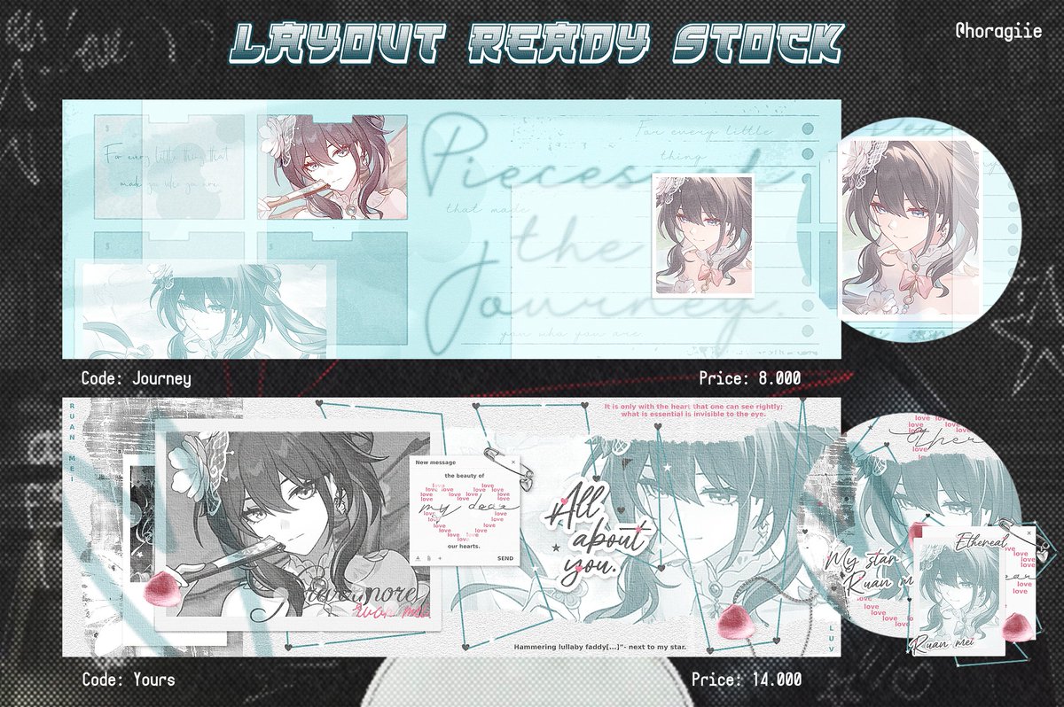 horagiie's tweet photo. Halow! Aku punya layout Mitya, Ruan Mei, Robin sama Aventurine yang siap dibawa pulang nih :3

#bealanja #2DiSell #2DiJajan https://t.co/RmSO6uiiWr