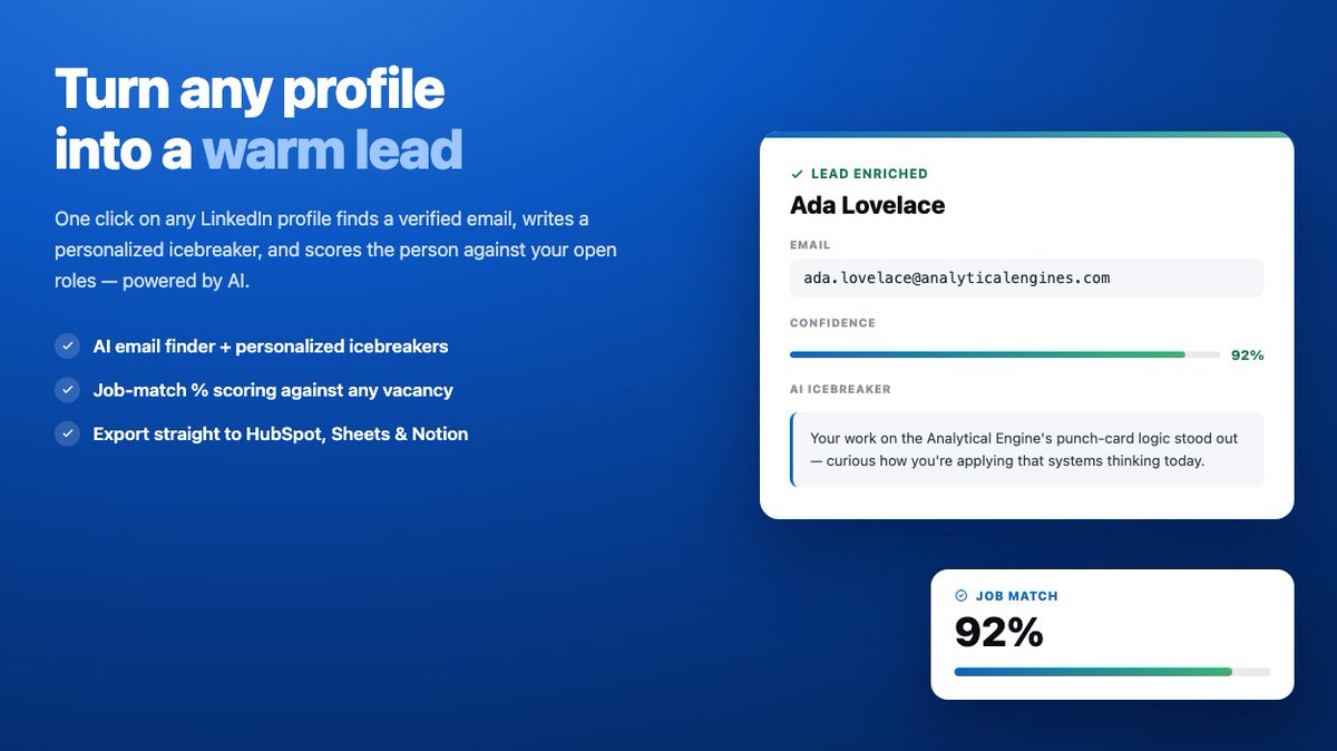 Sergeant_Andy_'s tweet photo. Free Chrome Extension for HRs: Instant candidate profile summaries and job description match scoring right inside LinkedIn.