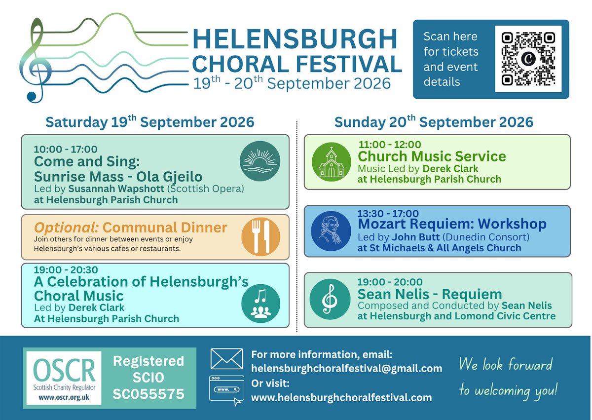 VisitKilcreggan's tweet photo. Discover the upcoming Helensburgh Choral Festival and enjoy a wonderful programme of live choral music.

More information and festival leaflets are available from Kilcreggan Post Office 

For full event details and tickets, please visit:

https://t.co/HD5TLqBLzC https://t.co/ny43ztxHMR