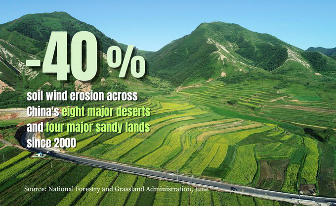 EmbZhangRun's tweet photo. Portavoz del Ministerio de Relaciones Exteriores: La cobertura forestal y el volumen maderable de China registran un “doble crecimiento” por 40 años consecutivos, contribuyendo notablemente al objetivo mundial de cero degradación de tierras para 2030. https://t.co/xfH7TcPMG8