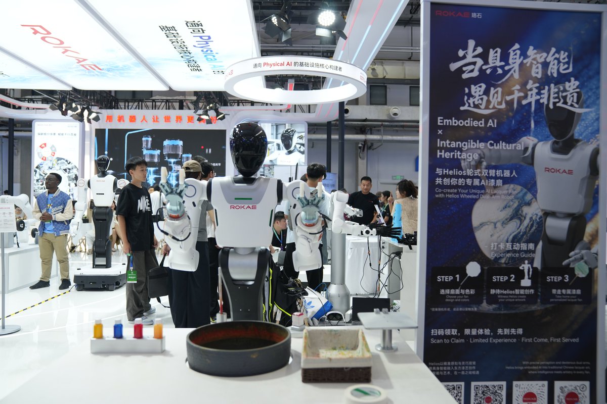 ROKAERobotics's tweet photo. ROKAE Robotics at WRC 2026 🤖

The World Robot Conference 2026 has officially opened. ROKAE showcases embodied intelligence innovations and advanced robotics solutions, advancing smarter and more flexible robotic applications.

#ROKAERobotics #WRC2026 #EmbodiedIntelligence https://t.co/pNsekIFN5S