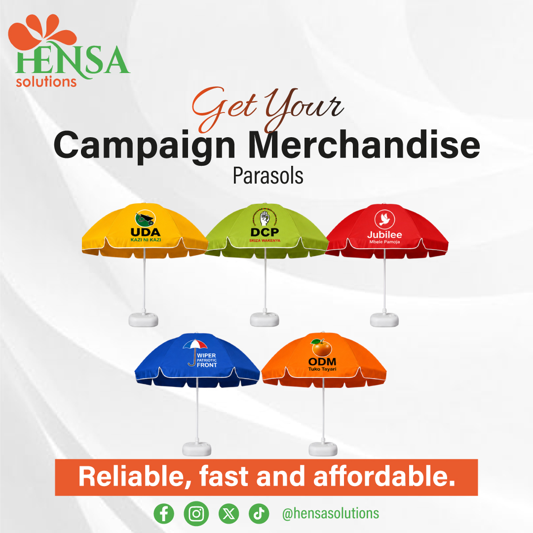 hensasolutions's tweet photo. Make your campaign stand out with custom branded gazebos, parasols and umbrellas designed to put your message and brand in the spotlight.

From rallies and outdoor events to voter outreach, we deliver reliable, fast and affordable campaign merchandise.
Get in touch with us today and let’s bring your campaign vision to life!
📲 +254 721 597714 or +254 706 087089
🌐 https://t.co/TPicCdC2Mo
#HensaSolutions #CampaignMerchandise #Campaign2027 #BrandedGazebos #BrandedParasols #Kenya #PoliticalCampaign #Branding #OutdoorBranding