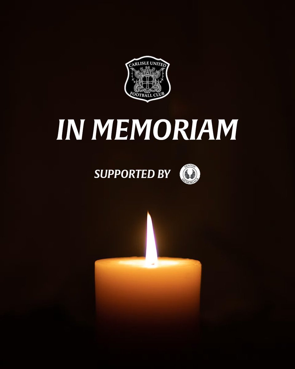 officialcufc's tweet photo. Ahead of our home game against Scunthorpe United on Monday 31 August, we’ll remember those connected with Carlisle United who have sadly passed away since last season’s ‘In Memoriam’ fixture 💙

Supported by Denton Memorials.
