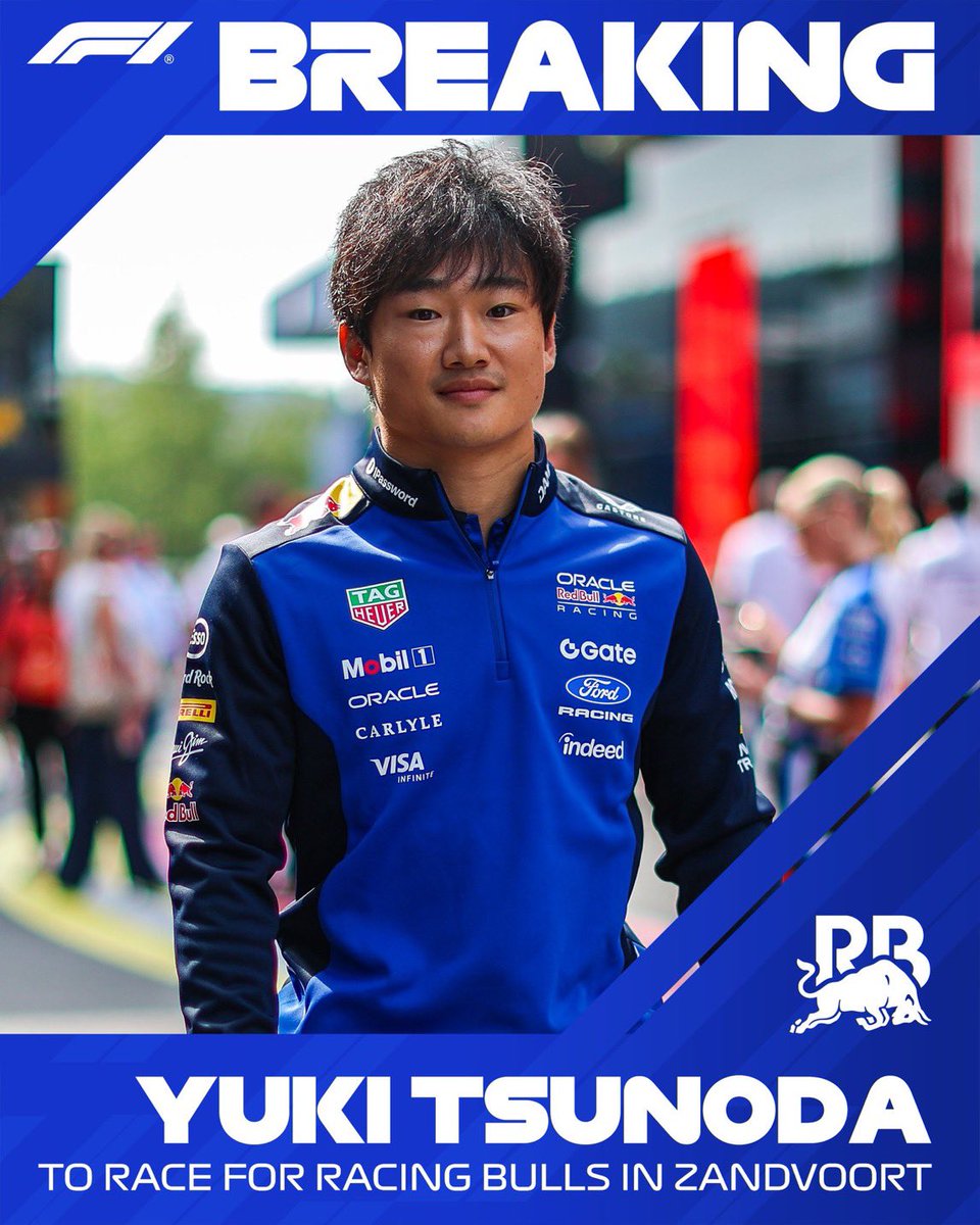 F1Tornello's tweet photo. #F1 Se viene el GP de Países Bajos y comienzan las noticias inesperadas. Hadjar se lastimó una muñeca y no podrá correr en Zandvoort. Lo reemplazará Liam Lawson en Red Bull mientras Yuki Tsunoda correrá en Racing Bulls 💥🏁 https://t.co/IzWrEUiaZB