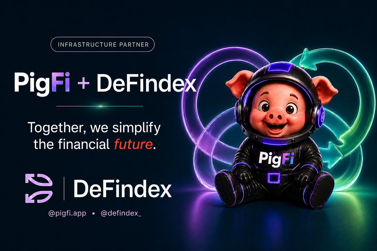 chatpaygolabs's tweet photo. 🐷🤝 PigFi + DeFindex
We’re proud to have @defindex_ as PigFi’s infrastructure partner, helping us build a simpler and more accessible financial experience.
Together, we simplify the financial future. 💜
@defindex_ @BuildOnStellar @Stellar_Brazil @nearxlabs
#PigFi #DeFindex #Stellar #DeFi #Fintech